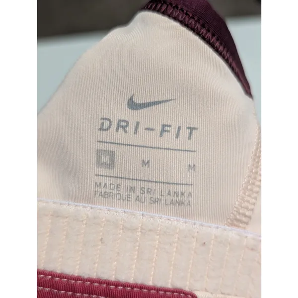 Nike Swoosh Logo Sports Bra Colorblock Cut Out Pink Maroon Purple Womens Medium - Image 4