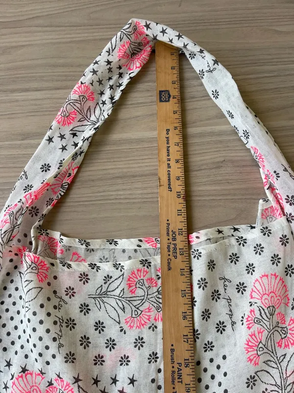 Free People White Tote with Pink Floral and Black Accents - Image 5