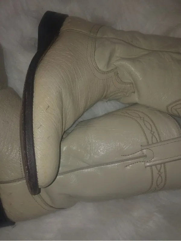 Justin Boots 6 Vintage Natural Ostrich Quill Cowgirl Western Boots in Light Beige - Image 4
