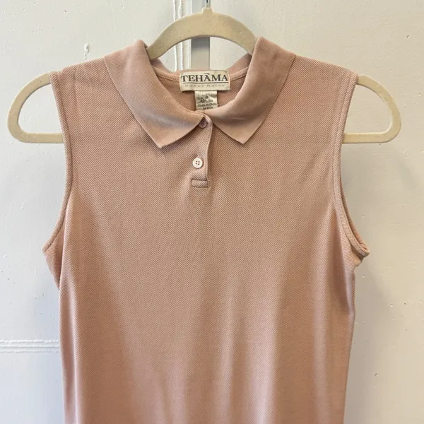 Vintage Tehama Nancy Haley 100% Silk Women's Sleeveless Polo Shirt Tank Knit Top - Image 3
