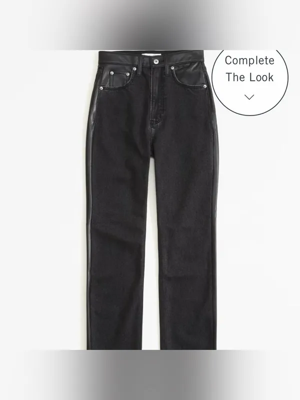 Abercrombie & Fitch The 90’s Straight Ultra High Rise Mixed Fabric Jeans 10 - Image 2