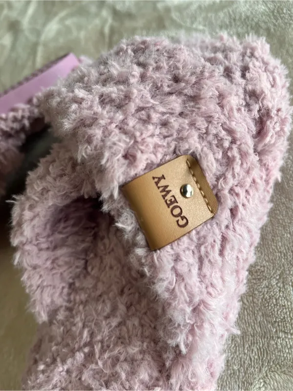 GOEWY Lavender Fuzzy Criss Cross Memory Foam Slippers House Shoes Sz 5-6 NWOT - Image 6