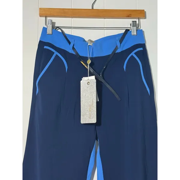Vero Moda NWT Two Tone Retro Pants Blue Contrast Waistband Pockets 30". Waist - Image 2