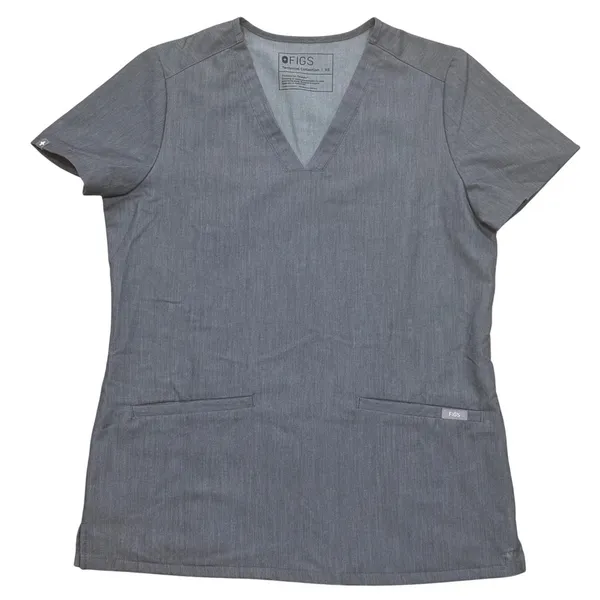 FIGS Technical Collection Casma Scrub Top V-Neck Short Sleeve Heathered Gray XS - Image 2