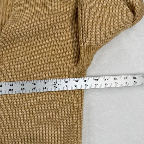ASOS‎ DESIGN Tall Camel Ribbed Chunky Knit Open Front Balloon Sleeve Cardigan 6 - Image 5
