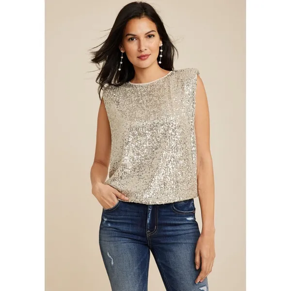 Maurices‎ Edgely™ Sequin Padded Shoulder Top 1X NWT - Image 3