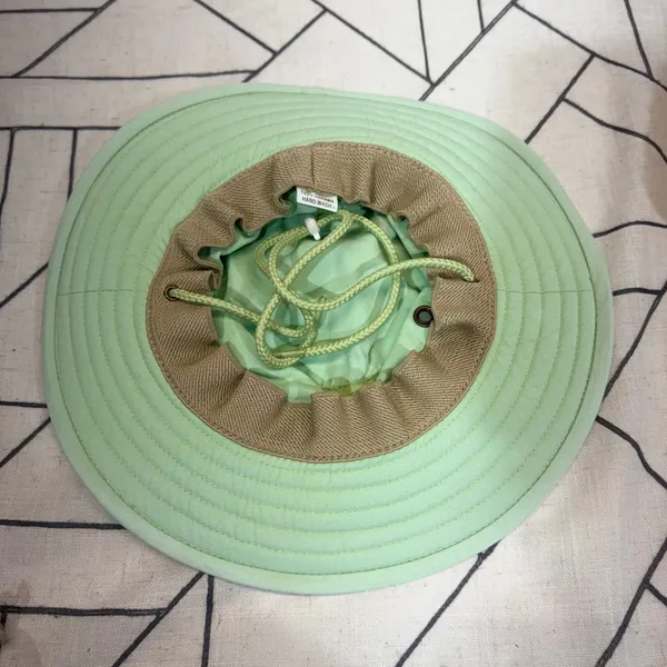 FADED Sloggers Sun Hat OS Mint‎ Green Cotton Wide Brim Chin Strap Gardening - Image 7