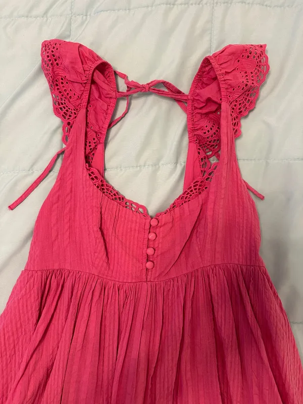 Urban Outfitters Pink Wildflower Lace Babydoll Mini Dress - Image 5