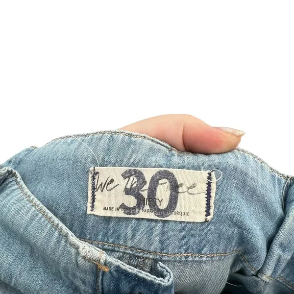 Free People Belted Denim Utility‎ Pants In Blue Haze Denim Chambray Size 30 - Image 10