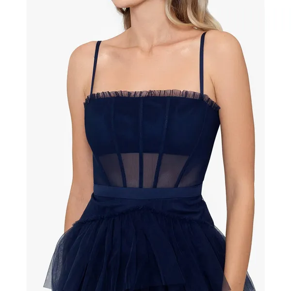 Betsy & Adam Women’s Blue Mesh-Trim Corset Dress Sz 6 NWT Cocktail Coquette - Image 3