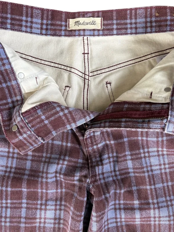Like New Madewell The Perfect Vintage Straight Jeans Cabernet Plaid Size 26 - Image 7