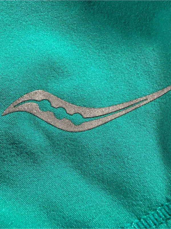 Saucony Women's Athletic Running Shorts Turquoise Size Small “Faster Than You” - Image 3