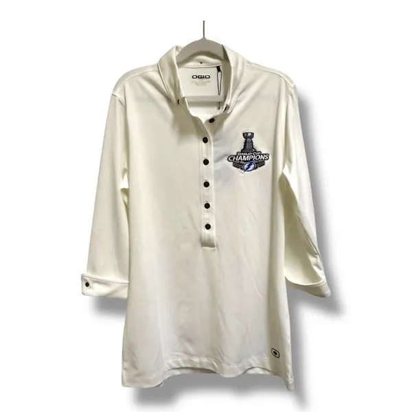 OGIO Tampa Bay Lightning‎ 2020 Stanley Cup Champions 3/4 Sleeve Polo White Small - Image 3