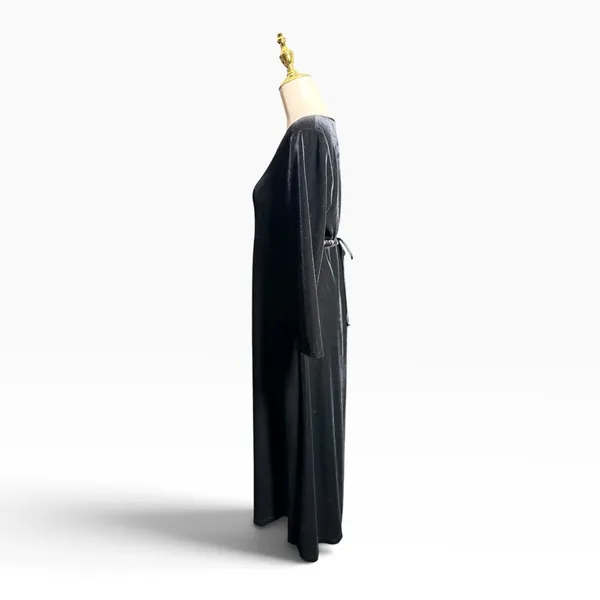 Vintage 90s CDC Caren Desiree Black Velvet Maxi Dress Tie Back Size 10 retro - Image 6