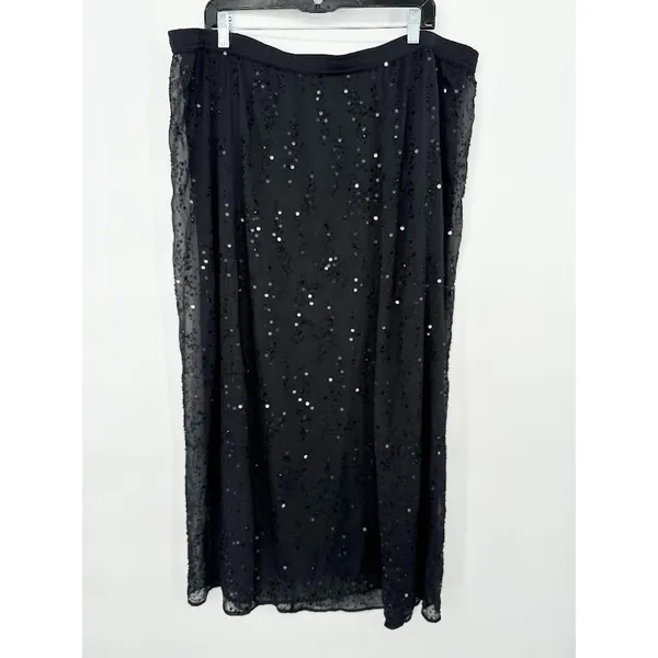 Soft Surroundings Black‎ Sequin Maxi Skirt Size 1X Flowy Party Witchy Whimsigoth - Image 4