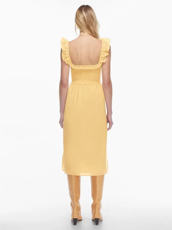Aritzia Wilfred Reminisce Dress Pastel Yellow Size Small - Image 3