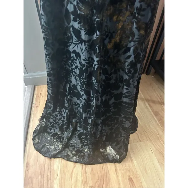 David’s bridal mother of the bride bridesmaid long maxi black dress with gold sh - Image 5