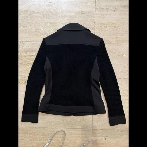 Franco Mirabelli Jacket 8 Women Black Nylon‎ Wool Blend Stretch Made In Canada - Image 2