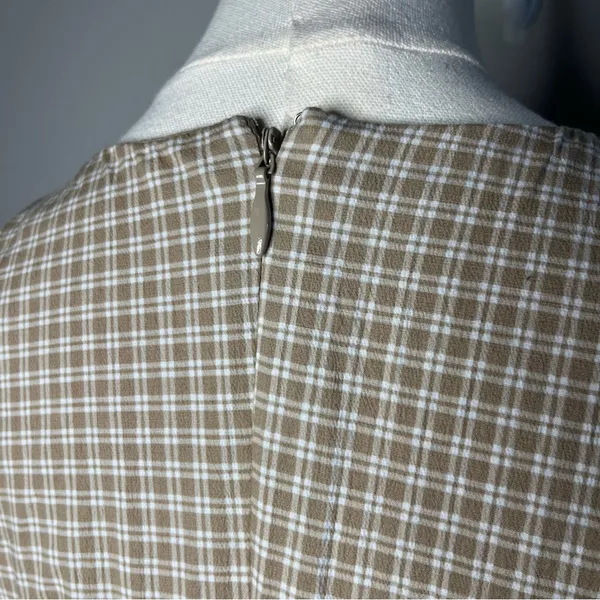 Abercrombie & Fitch Light Brown Check High Neck Drop Waist Sleeveless Midi Dress - Image 11