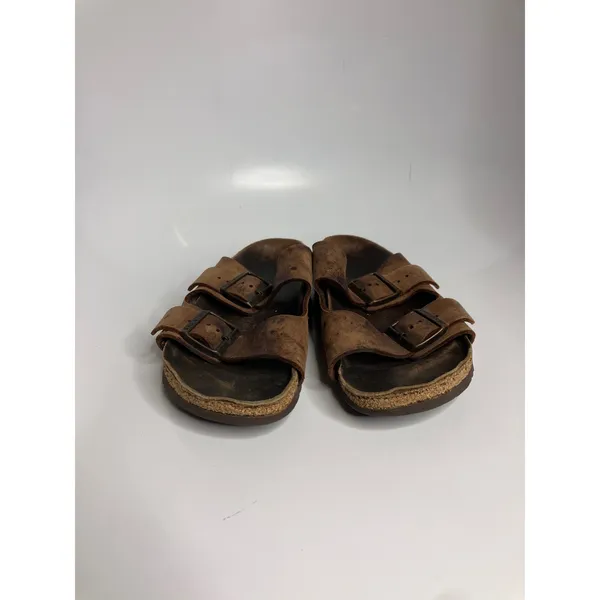 Birkenstock Arizona Sandals Women 41 Brown Fair Leather Two Strap Slides - Image 2