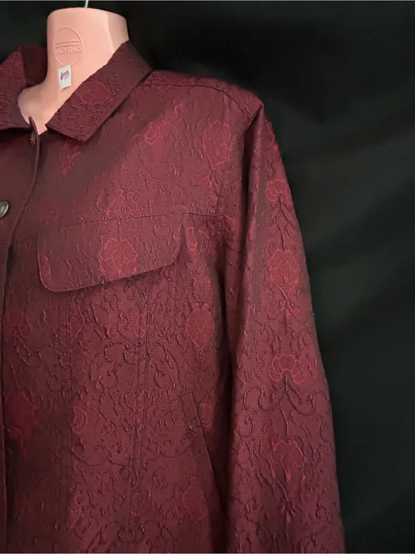 J. Jill Vintage Women's Textured Red Button-Front Blazer Jacket SM - Image 4