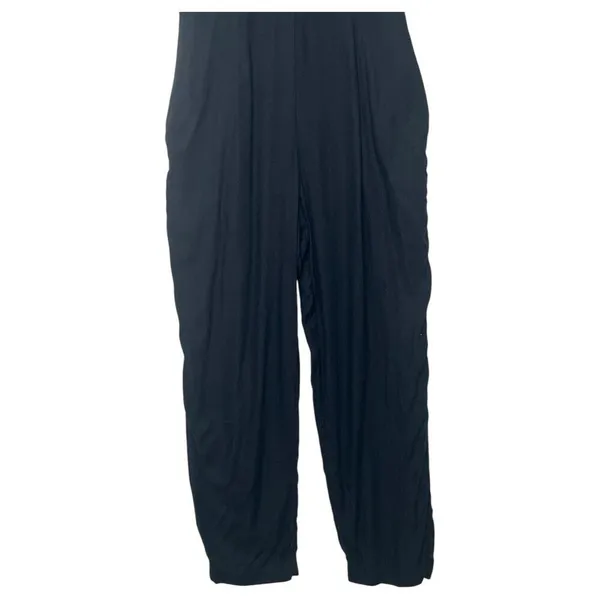 Abercrombie Fitch Jumpsuit Womens XS Lightweight V Neck Short Sleeve Pockets Blk - Image 3