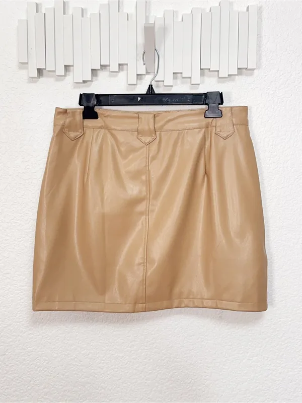 Miss Sparkling Tan Faux Leather Western Yoke Mini Skirt - Image 5