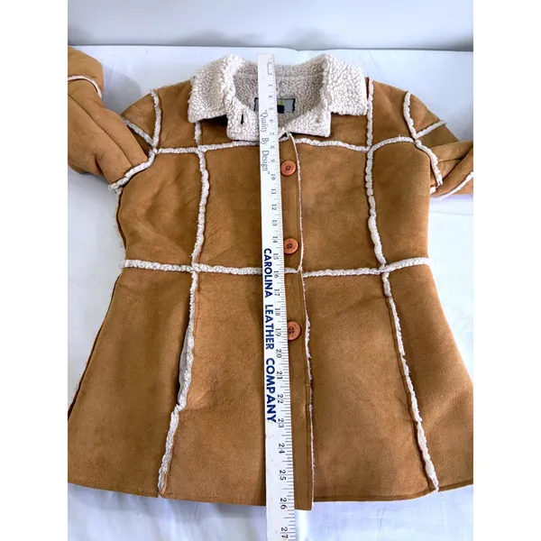 lei Vintage Y2K Faux Suede‎ Sherpa Lined Patchwork Jacket Tan Brown Small - Image 7