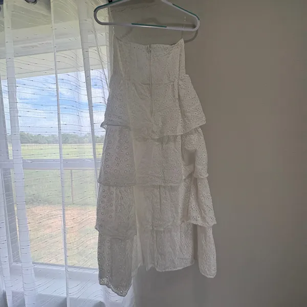 Macys White Tiered Dress Eyelet - Image 4