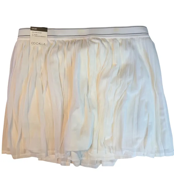 CALIA Court Collection High-Rise Pleated Mesh Skort White Women's Regular Size L - Image 2