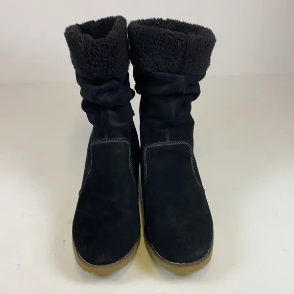 LANDS END Gray‎ Suede Sherpa Lined Boots Size 10D C1 - Image 4