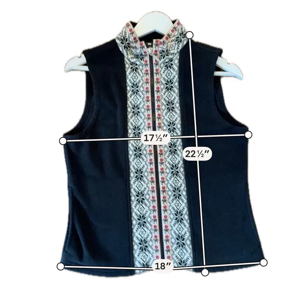 L.L. Bean vintage black Nordic fleece vest size small - Image 5