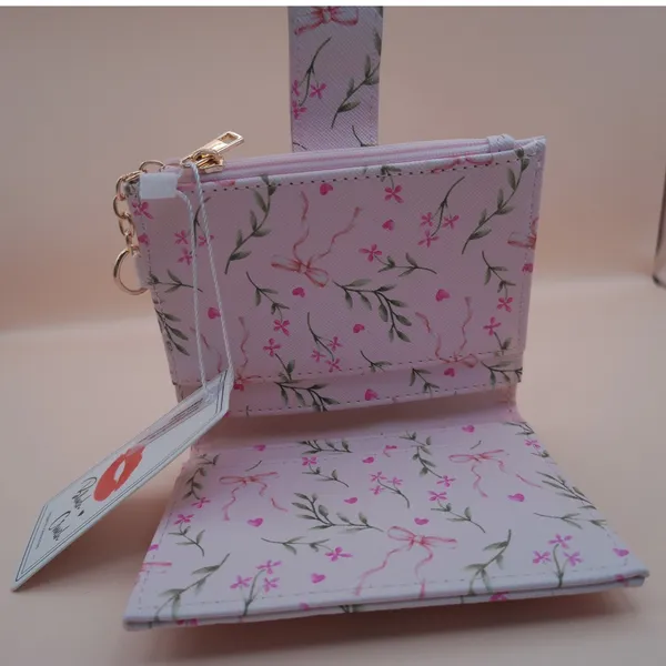 Blush Crush‎ Pink Floral Bow Vegan Leather Wallet NEW - Image 5