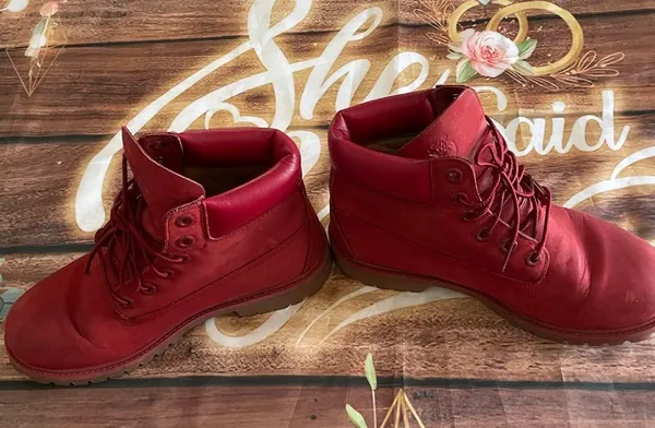 Timberland Cherry Red Leather Boots - Image 3