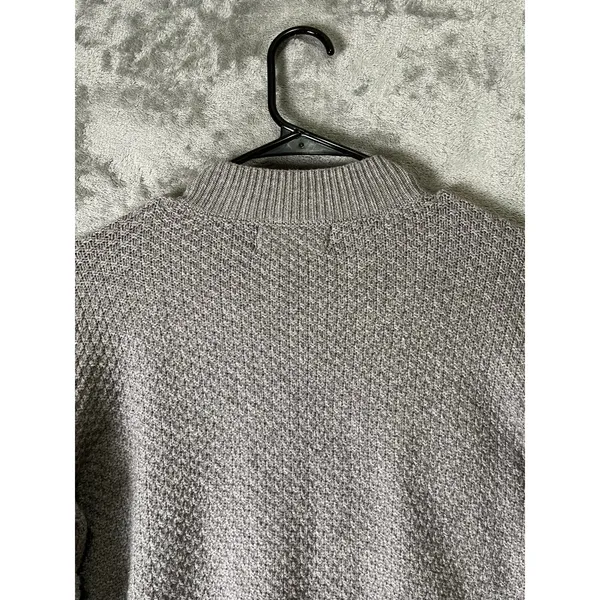 Anthropologie Cable Knit Mock Neck Balloon Sleeve Cropped Sweater Gray Size S - Image 4