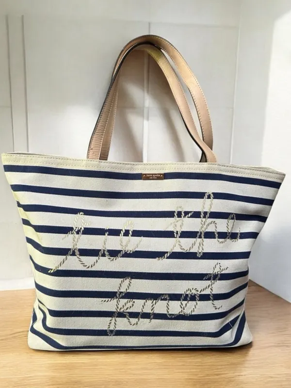 Kate Spade Tie the Knot striped tote Storybook lining - Image 5