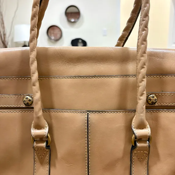 Patricia Nash Vienna Leather Satchel Bag - Tan (Immaculate Interior) - Image 9