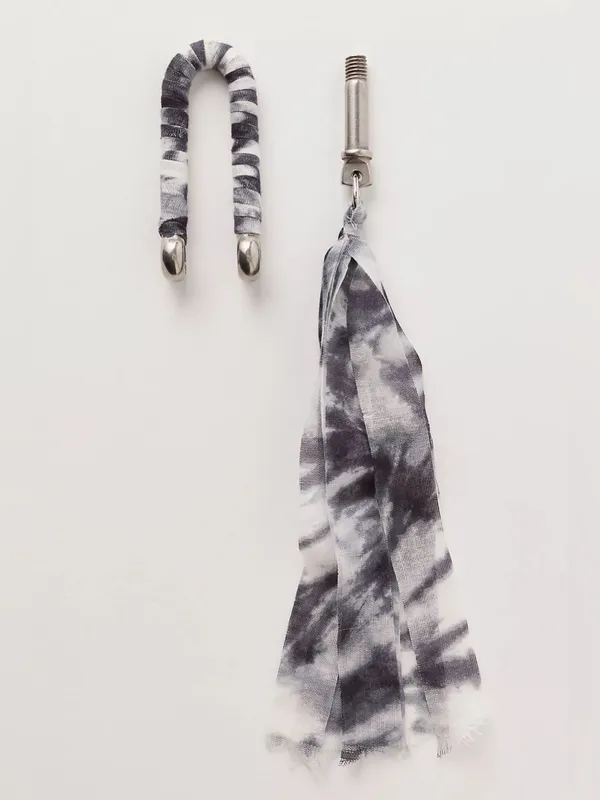 NIP Free People Wrapped Carabiner Bag Charm Black White Tie Dye - Image 2
