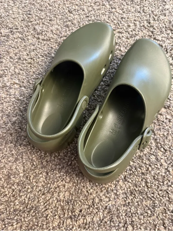 Birkenstock Olive Green Clog Mule with Buckle - Image 3