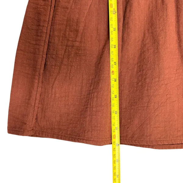 Billabong Fall For Ya Brown Cotton Gauze Tiered Puff Sleeve Mini Dress NWT Small - Image 12