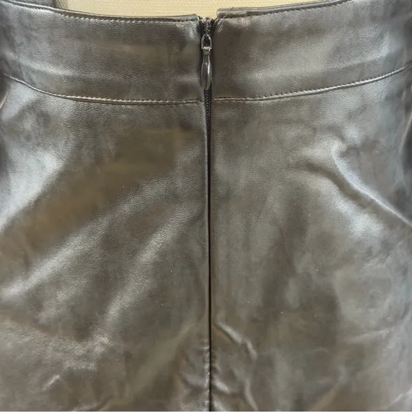 Area Stars Faux Leather Mini Dress Black Long Puff Sleeves Lace Up Square Neck M - Image 8