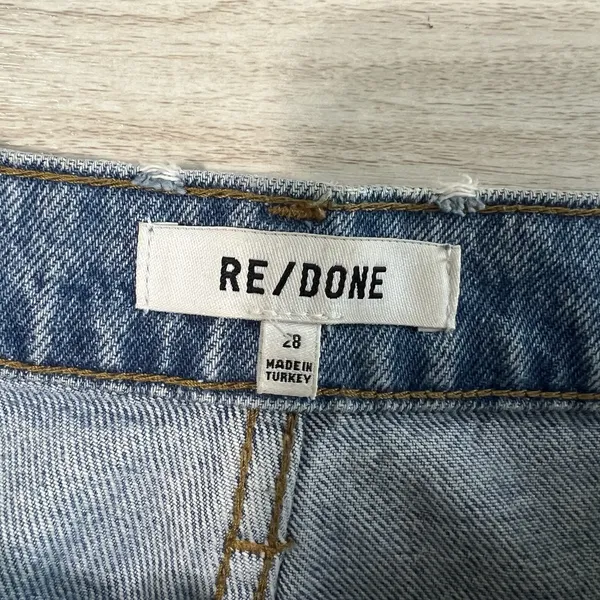 RE/DONE 70's Straight Jeans Women's Size 28 Destroyed Sunfaded Indigo High Rise - Image 9