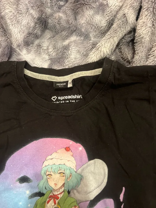 Black Graphic Short Sleeve Tee with Colorful Anime Print - Image 2