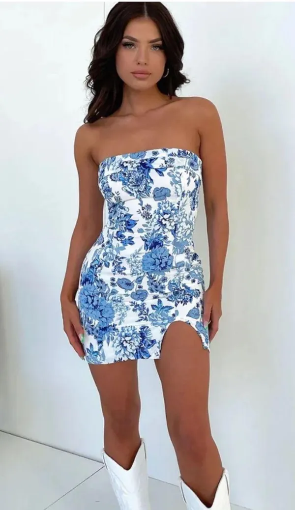 that’s so fetch blue floral mini dress - Image 4