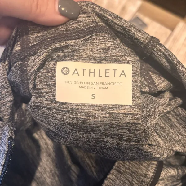Athleta Gray Heather Full Zip Hooded Jacket Womens‎ Small Thumbholes Activewear - Image 6