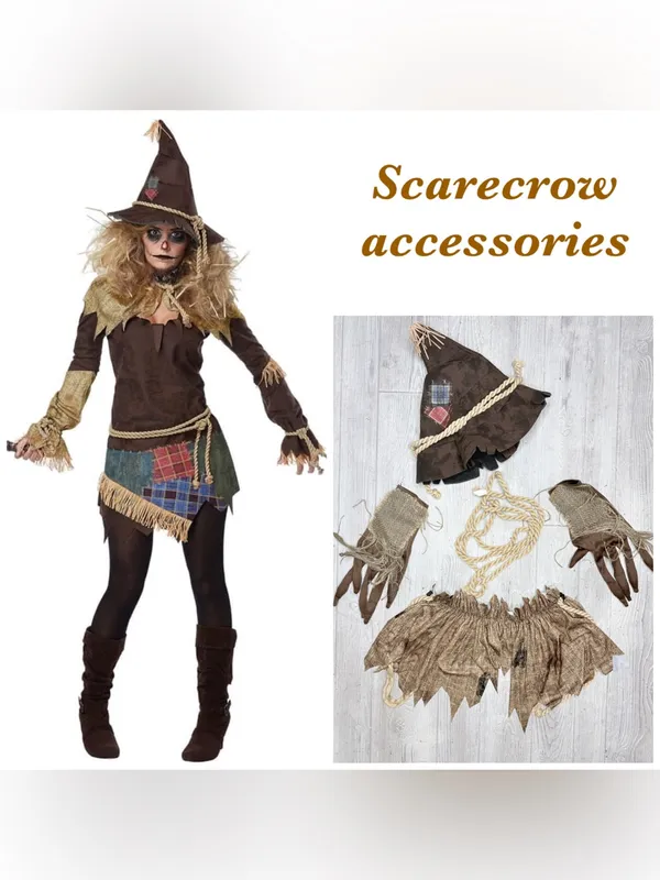 California Costumes Scarecrow Halloween Costume accessories hat gloves collar - Image 2