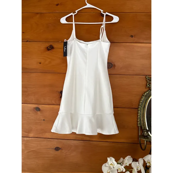 NWT Lulus Compelling Composure White Sleeveless Ruffled Bodycon Mini Dress Sz S - Image 4