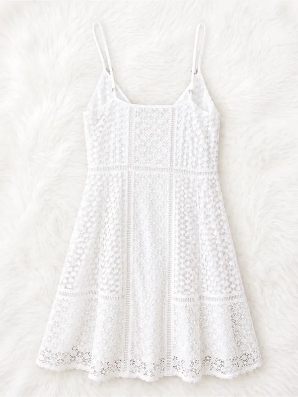 Abercrombie & Fitch White Eyelet Mini Dress - Image 2
