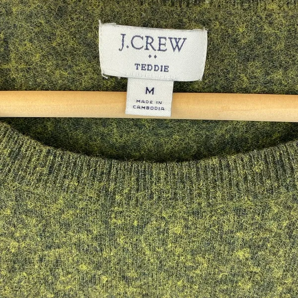 J Crew Green Teddie Long Sleeve Crewneck Sweater M - Image 3