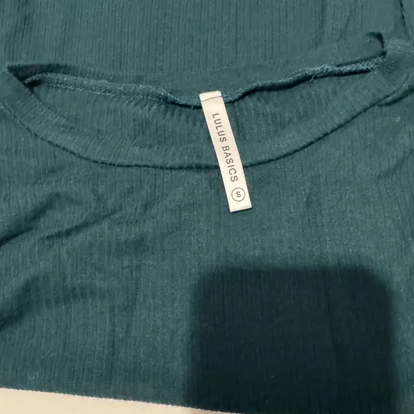 Dark Green Long Sleeve Ribbed Top - Image 2